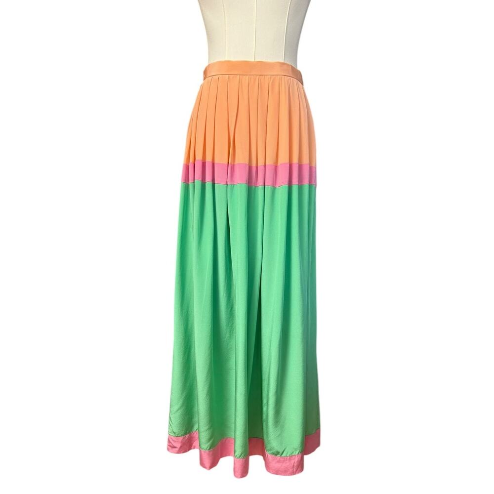 Oscar de la Renta Miss O 1970 Vintage 100% Silk Skirt Size 8 Block Color - Picture 2 of 8
